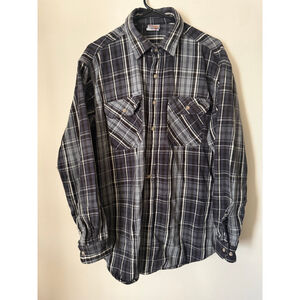 Men's Carhartt Plaid Casual Button Down Shirt XXL Black Gray